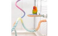 Bendable Rope Perch Easy to Install Bird Cage Climbing Toy Twisted Rope Toy with Metal Screw Fittings Pastel Gradient for Parrots, Small Birds, Budgies
