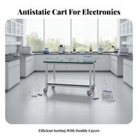 Anti Rolling Cart Locking Casters 2-Tier Tool Trolley Braking Wheels 2 Shelf Utility Cart for Craftsperson S, Technicians, Factory, Garage, Work Site