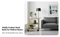 With casters 3-Tier Rolling Plant Cart Space-Saving 3-Tier Rolling Planter Multifunctional Display Shelf Modern design for Gardeners, Homeowners, Home Decorators, Balcony, Living Room, Indoor, Garden
