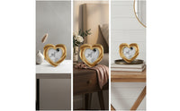 Heart Photo Frame Golden Heart Picture Frame Carved for Desk, Bedside Table