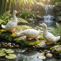 3 Pieces Realistic Feather Detail Duck Figurine Mixed Poses Garden Duck Ornament for Water Feature