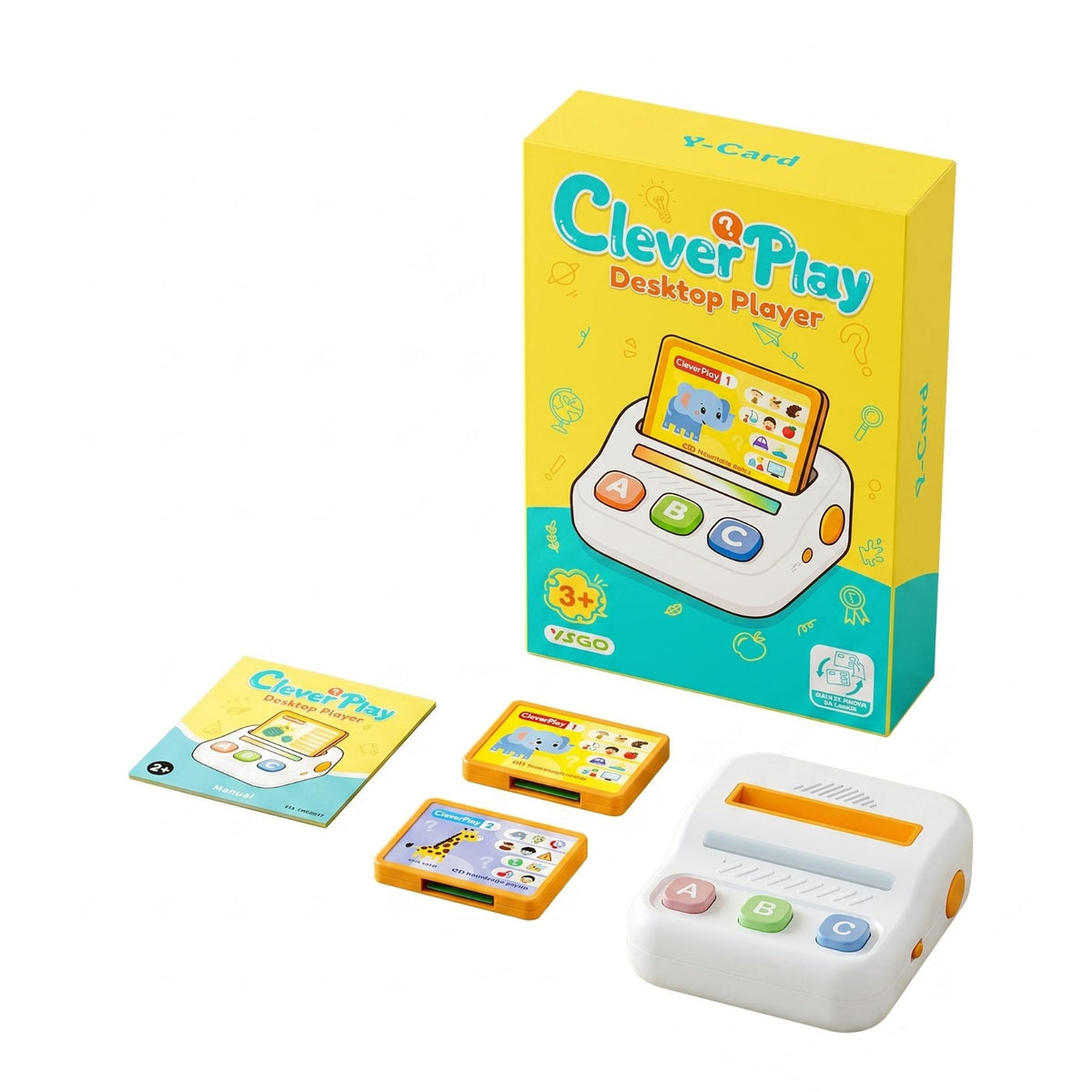 Smart Cards Card-Based Learning Toy Compact White Card Reader Toy Rounded Educational Device Light Bar for Early Education, Desk Play