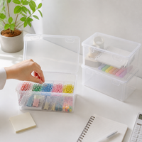 Desktop Storage Box with Lid, Transparent PP, A4/A3 Document Organizer for Stationery and Office Supplies