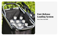 Aluminum Alloy Frame Folding Bike Basket Reinforced Front Bike Basket Textile Body Wide Top Opening