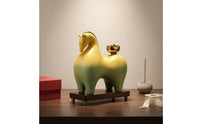 Ideal Opening Gift Chinese Wealth Horse Ornament Auspicious Color New Chinese Design Decor Creative Design Good Luck Horse Sculpture for Business Owners, Office, Living Room, Display Shelf, Shop Entrance