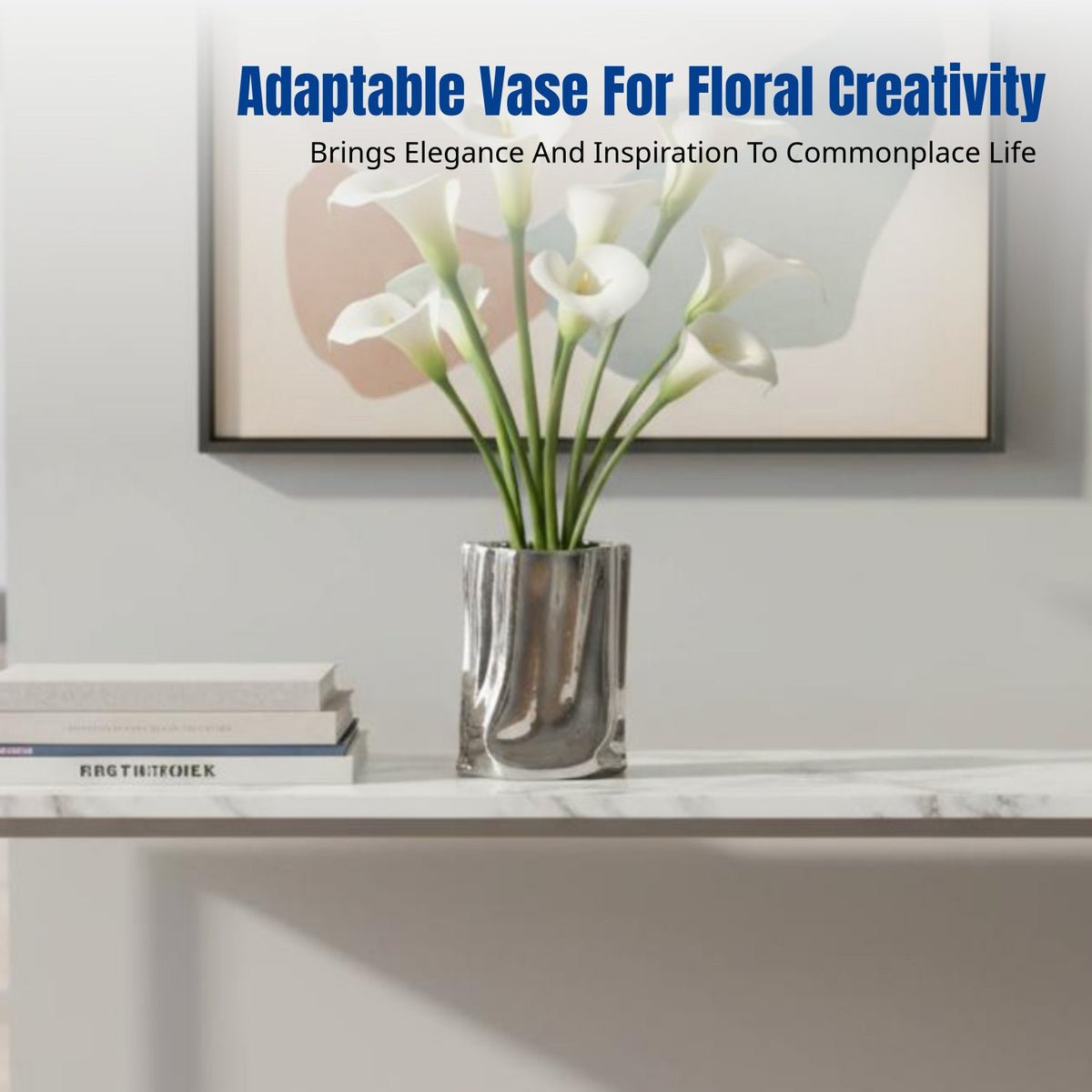 Modern Ceramic Vase, Pleated Electroplated Decor, Luxury Design for Living Room Flowers