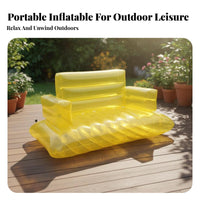 Lightweight Yellow PVC Air Lounger Fast Inflation Transparent Inflatable Loveseat Tear-Resistant Transparent Inflatable Sofa Long-Lasting for Couples, Campers, Families, Beach, Camping, Travel, Patio