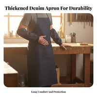 Wear Resistant Denim Work Apron With Pockets Heavy Duty Shop Apron Breathable Material for Artists, Baristas, Garage