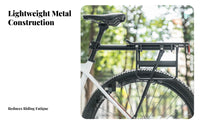 Lightweight Aluminum Alloy Cycle Rear Rack Includes Reflector Mountain Bike Luggage Carrier Side Protection Guards Rear Bike Rack Universal Fit for Commuters, Touring, Commuting, Travel