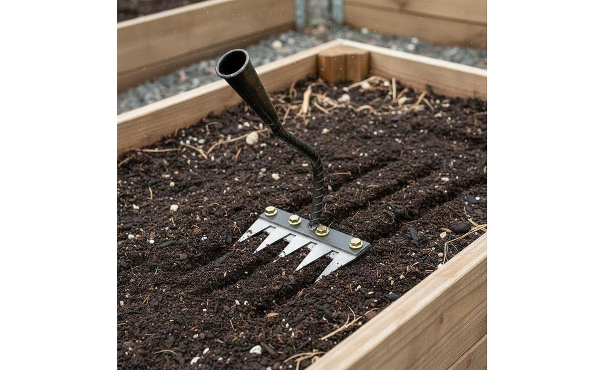 Manganese Steel 5-Tine Hoe Head Multifunctional Weeding Hoe Head Multi Purpose Unwanted Plant Rake Heavy Duty for Vegetable Plot, Farm
