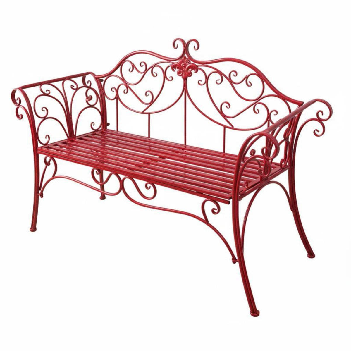 Ornate Metal Two-Seater European Inspired Design Patio Loveseat for Homeowners