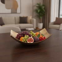 Hammered Metal Tray Sculptural Centerpiece Bowl Handcrafted Decorative Dish for Coffee Table