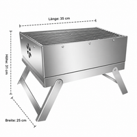 Portable Charcoal Grill Pizza Oven, Stainless Steel Grill with Pizza Attachment, Foldable for Camping & Garden, 25x31cm