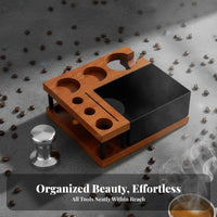 Universal Fit 51-58mm Espresso Station with Knock Box All-in-Single Portafilter Holder Station Elegant Design for Cafe