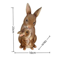 Hand-Painted Resin Rabbit Ornament Textured Rabbit Garden Statue Upright Ears Bunny Garden Ornament Glossy Eyes for Courtyard