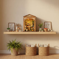Buildable Miniature House with Light Lighted Model House Display Decor Miniature Room for Hobbyists, Shelf, Desk