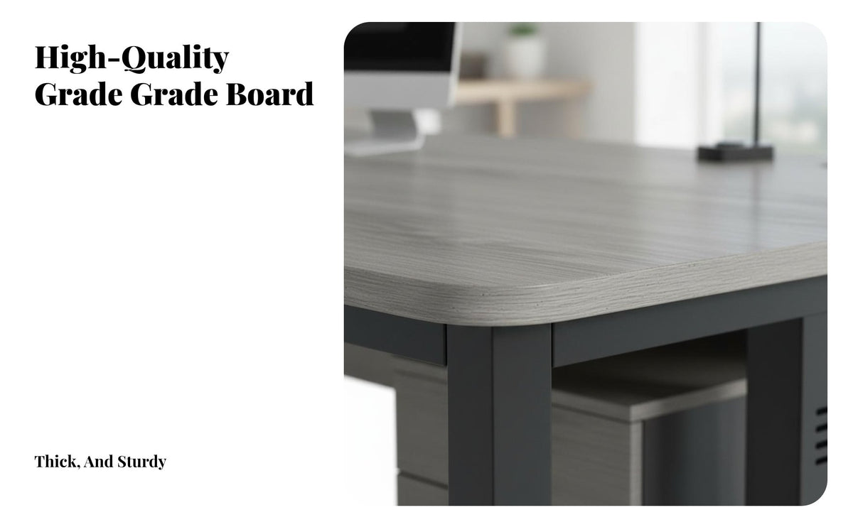 Spacious Work Surface Modern Desk with Side Cabinet Ample Workspace Computer Desk with Integrated Storage Space-Saving Office Furniture Long-Lasting for Telecommuting Workers, Home Users, Professionals, Study Room, Bedroom
