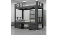 Bunk Bed with Storage Cabinet Space-Saving Bunk Bed with Mattress Double-Layer Furniture for Students, Roommates, Dorm Rooms, Shared Apartments