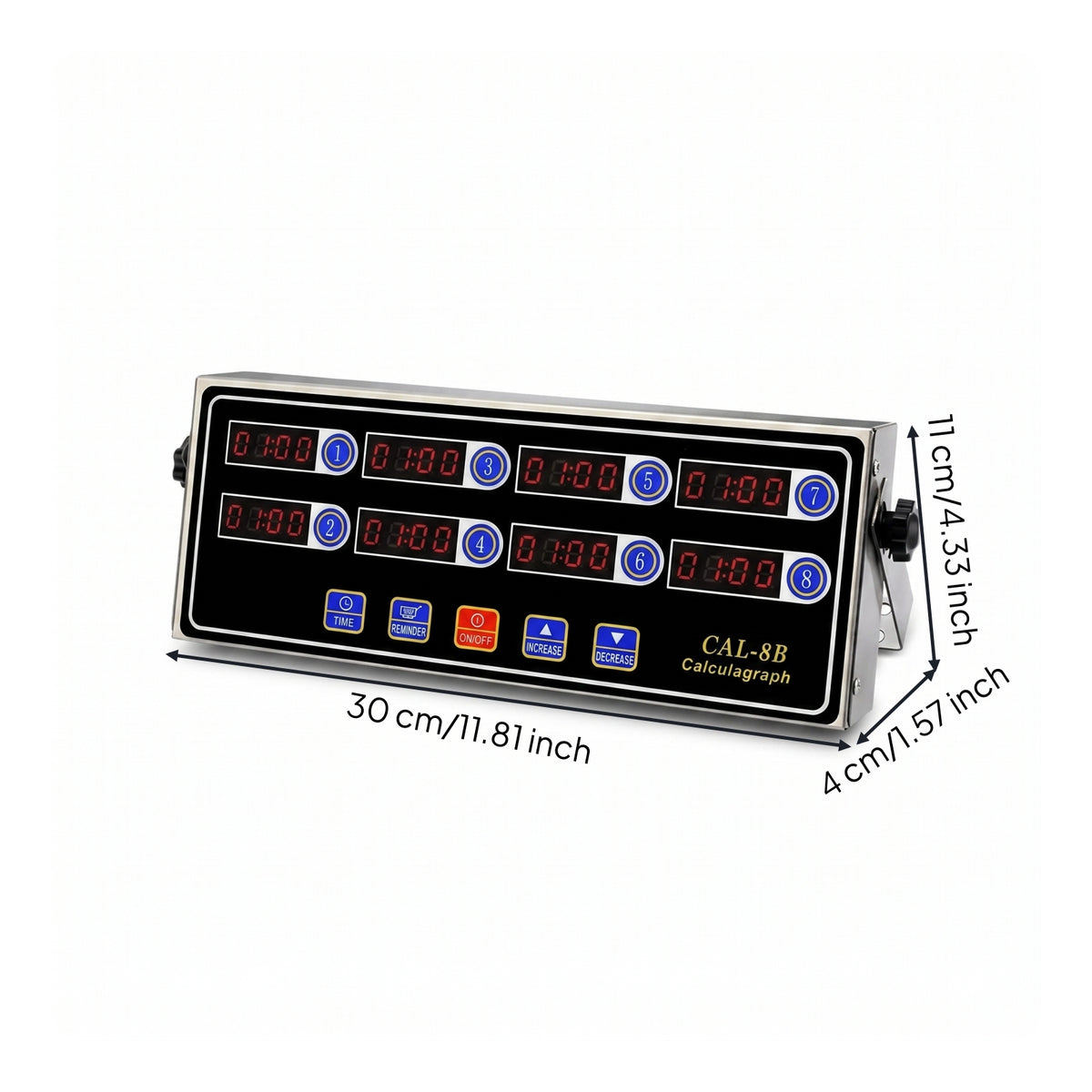 Countertop 8-Channel Digital Kitchen Timer Compact 8-Channel Kitchen Timer Metal Power-Cord-Operated for Bakers, Chefs, Commercial Kitchens, Bakeries, Restaurants