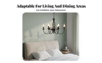 Simple Design Wrought Iron Chandelier Easy Installation Candle Design Chandelier Adjustable Height American Design Hanging Light Lamp Resistant for Business Owners, Homeowners, Interior Designers, Dining Room, Restaurant, Bedroom, Coffee Shop