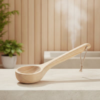Long-Handled Wooden Sauna Ladle Natural Wood Wooden Sauna Scoop Smooth for Steam Room, Home Spa