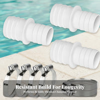 3 Pieces PP Plastic 32 Mm Hose Adapter White Stepped Hose Adapter Metal Fluid Connector for Aquariums