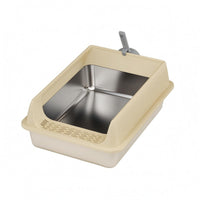 Deep Basin Cat Litter Box with Fence Included Scoop Open Top Litter Box Non Porous
