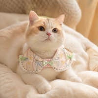 Cat Bib, Dog Bandana, Pet Scarf, M Size, Cream Color, 25cm Neck Circumference, Snap Closure