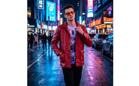 Character-Inspired Costume Set with Glasses Long-Sleeve Faux Leather Coat with Shirt Button-up Cosplay Outfit Bold for Cosplayers, Performers, Themed Parties, Stage Performances