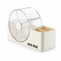 Makeup Organizer with Rotating Compartment Space-Saving Makeup Organizer with Compartments Compact Storage Box for Washroom Counter