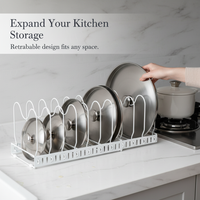 Expandable Pot Lid Holder Rack Countertop Cutting Board Organizer Multi-functional Kitchen Storage Drainer