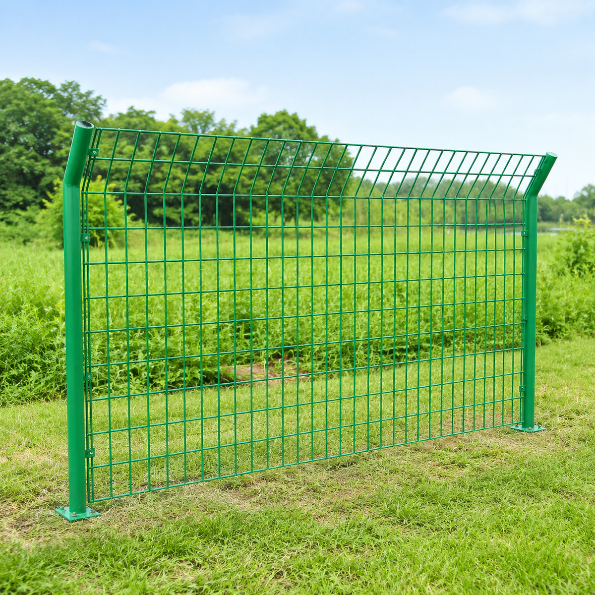 Frame Fence Field 180x300cm, Welded Double Bar Mat Fence, Dark-Coated Grid Fence Panel, Stable Wire Fence for Industry & Park