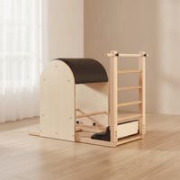 Padded Pilates Ladder Barrel Stable Pilates Barrel with Ladder Ergonomic Wooden Spine Corrector Compact for Fitness Enthusiasts, Home Gym
