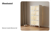 Lighted Steel Display Cabinet Built-in Light Glass Door Bookcase Dustproof Lighted Display Cabinet for Anime Fans, Homeowners, Study Room, Home Office