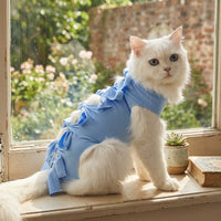 Cat Recovery Suit Full Body Neuter Suit for Cats with Ties, Post Surgery Cat Clothes with Partial Leg Coverage, Anti Licking Post-Surgery Recovery