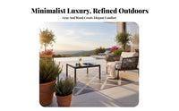 All-Weather L-Shaped Sectional with Table Waterproof Cushions Modular Rope-Back Sectional Set Water Resistant Outdoor Furnishing Woven Accents for Hospitality Businesses, Commercial Property Managers, Patio, Balcony, Terrace, Backyard