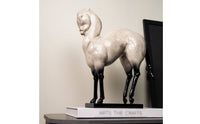Standing Horse Resin Statue Horse Sculpture with Base Shiny Decor for Living Room, Entryway, Study