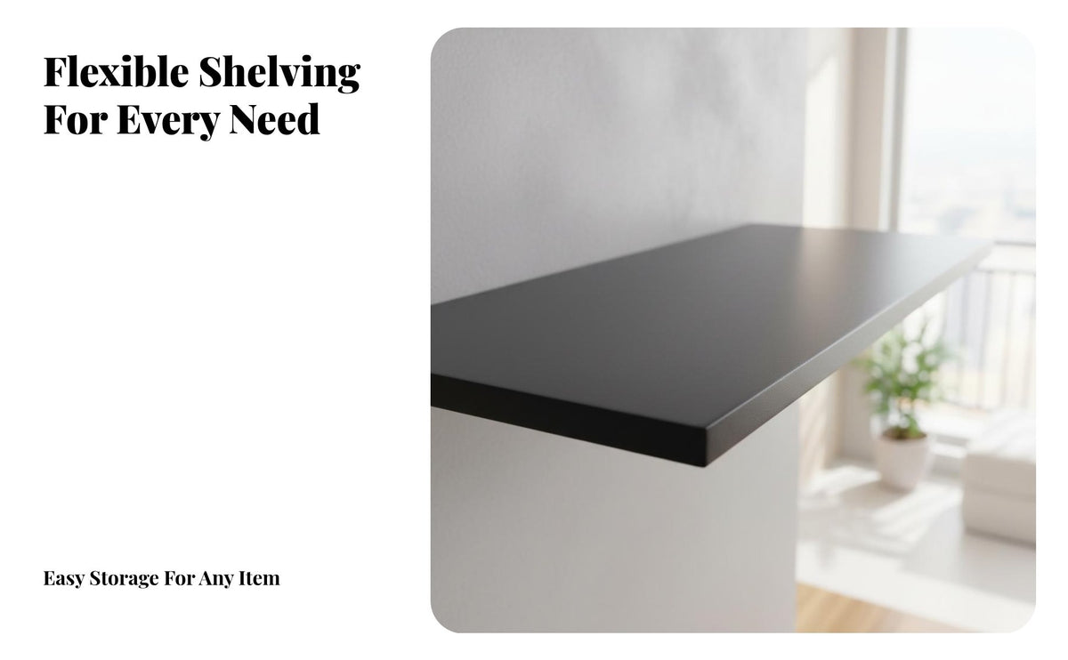 Space-Saving Adjustable Slotted Shelving System adjustableable to the vertical surfaceMounted Rack DIY Installation Display Shelf sturdyDuty for homeowners, Apartment Dwellers, Retailers, Living Room, Balcony, Retail storage space, Kitchen