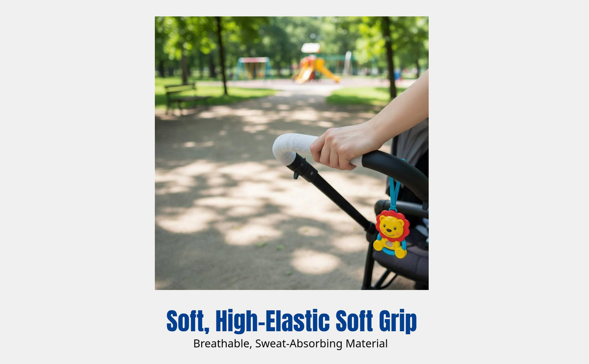 Black Stroller Handle Cover, Non-Slip Breathable Wrap, Pram Grip Protector