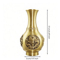Vase with Dragon Relief Gold-Toned Chinese Dragon Vase Intricate for Living Room