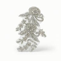 Floral Applique Sequined Embroidered Embellishment with Beads Sequin Applique 3D Beaded Embellishment Sew-on for Crafters