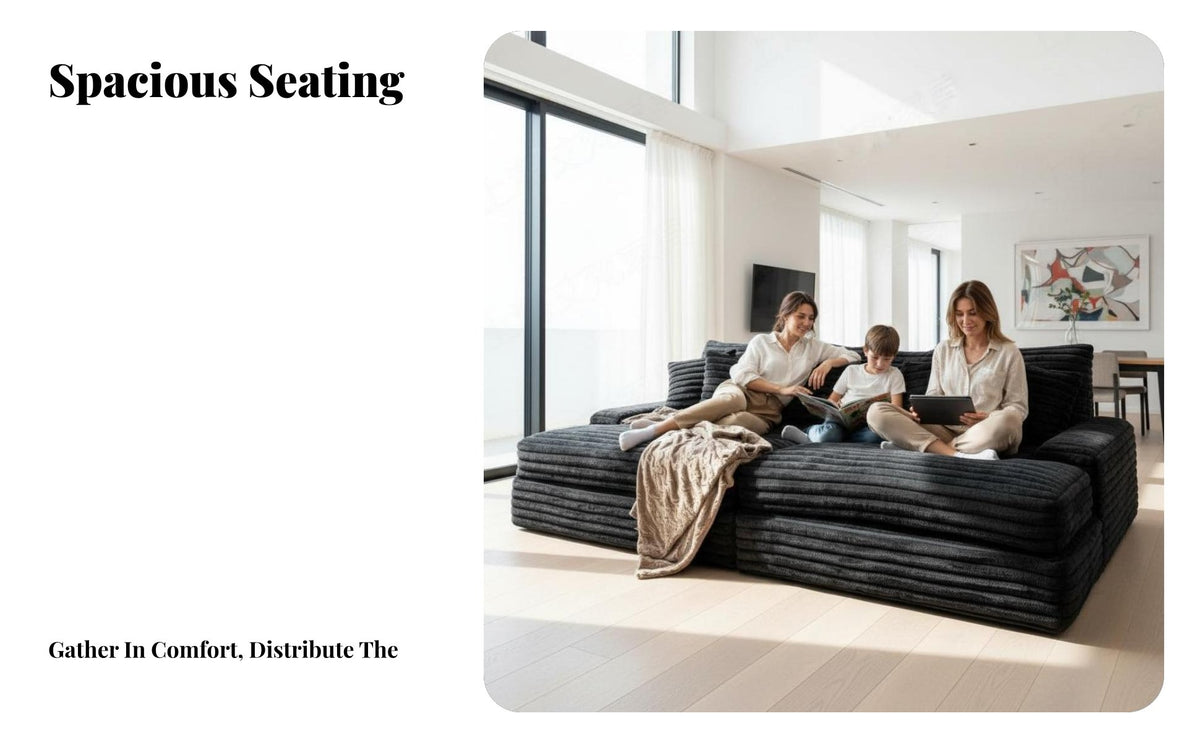 Wideribbed texture cushiPremiumd Sectional Removable Cover Living Room Furniture Easy to Clean configurable Sofa for Families, homeowners, Villa, Lounge Area, Home Theater