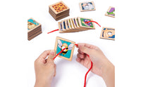 Linden Plywood Threading Puzzle Flat Tiles Animal Shadow Puzzle Fine Motor Skills Wooden Animal Sorting Board