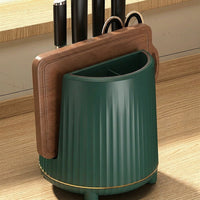 360° Rotating Kitchen Utensil Pot, Synthetic Utensil Holder 21.5x14 cm, Spice Storage for Amateur Cooks, Non-Slip Base