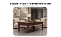 Modern Chinese Design 2-Tier Rectangular Table with Storage Shelf Two-Tier Coffee Stand Space Saving Living Room Furniture Multi-Functional for Small Apartment Dwellers, Homeowners, Interior Decorators, Lounge Area, Office