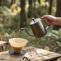 Exact Gooseneck Pour over Kettle Vintage Gooseneck Kettle Retro Coffee Pot with Lid 304 Stainless Steel for Baristas, Home Kitchen