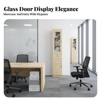 Modern Design Bookcase with Glass Doors Multi-Functional Glass Door Hutch Dust Protection Storage Furniture Sturdy Construction for Book Lovers, Collectors, Homeowners, Study Room, Home Office