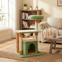 Kitten Tree Activity Center with Condo, Thick Sisal Cord Scratching Furniture, Compact Indoor Tree for Multiple Small Kittens