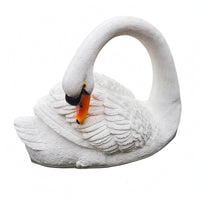 Feather Texture Floating Swan Ornament Realistic Floating Swan Statue Lifelike Animal Sculpture Weather Resistant for Courtyard