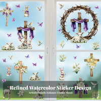 39 Pieces Easter Cross Set PVC Material Religious Easter Self Cross and Lily Window decor for Kids, Families, Walls, Home